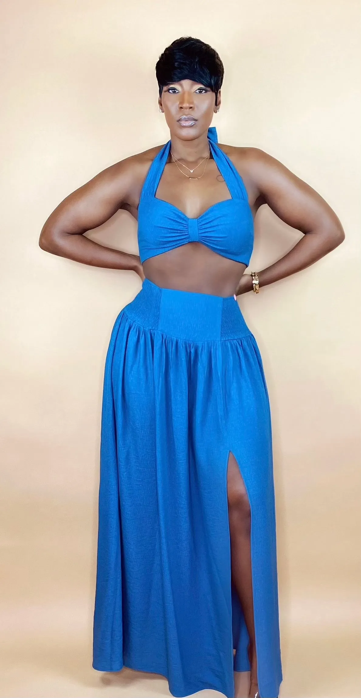 Indigo Blue Skirt Set
