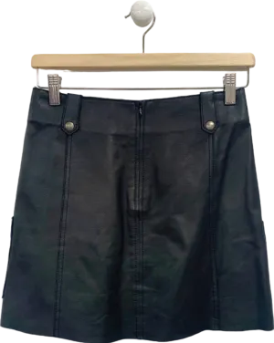 Intropia Black Leather Mini Skirt UK 6