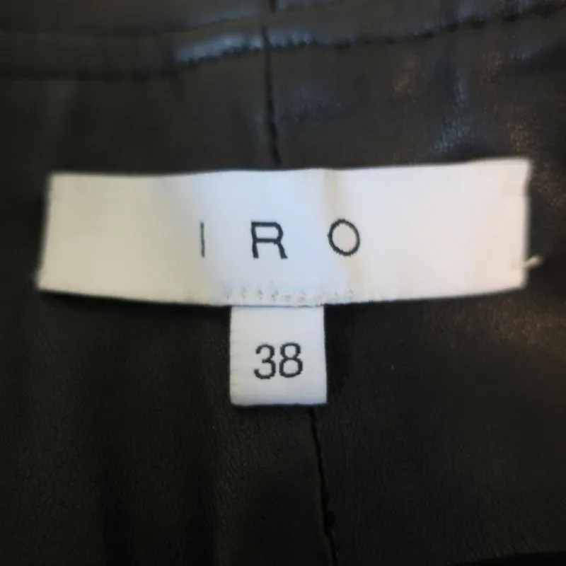 IRO Hexim Leather Mini Skirt Black Size 38 High Waisted Belted Zip-Front