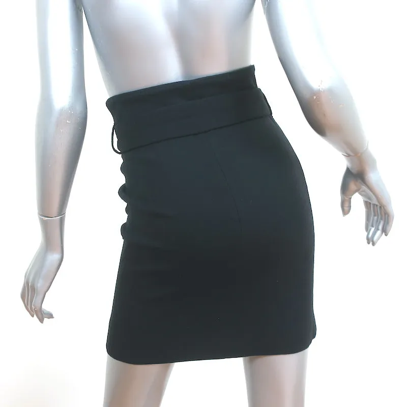 IRO High Waisted Mini Skirt Gwlady Black Stretch Wool Size 36