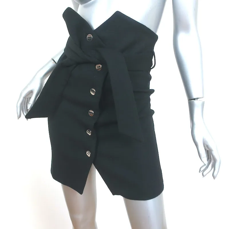 IRO High Waisted Mini Skirt Gwlady Black Stretch Wool Size 36