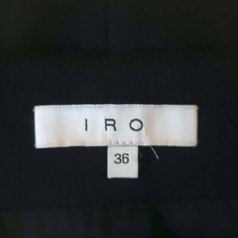 IRO High Waisted Mini Skirt Gwlady Black Stretch Wool Size 36
