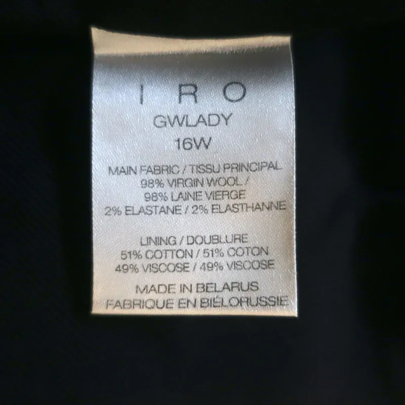 IRO High Waisted Mini Skirt Gwlady Black Stretch Wool Size 36