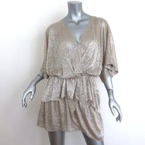 IRO Wide Blouson Mini Dress Gold Metallic Size 34