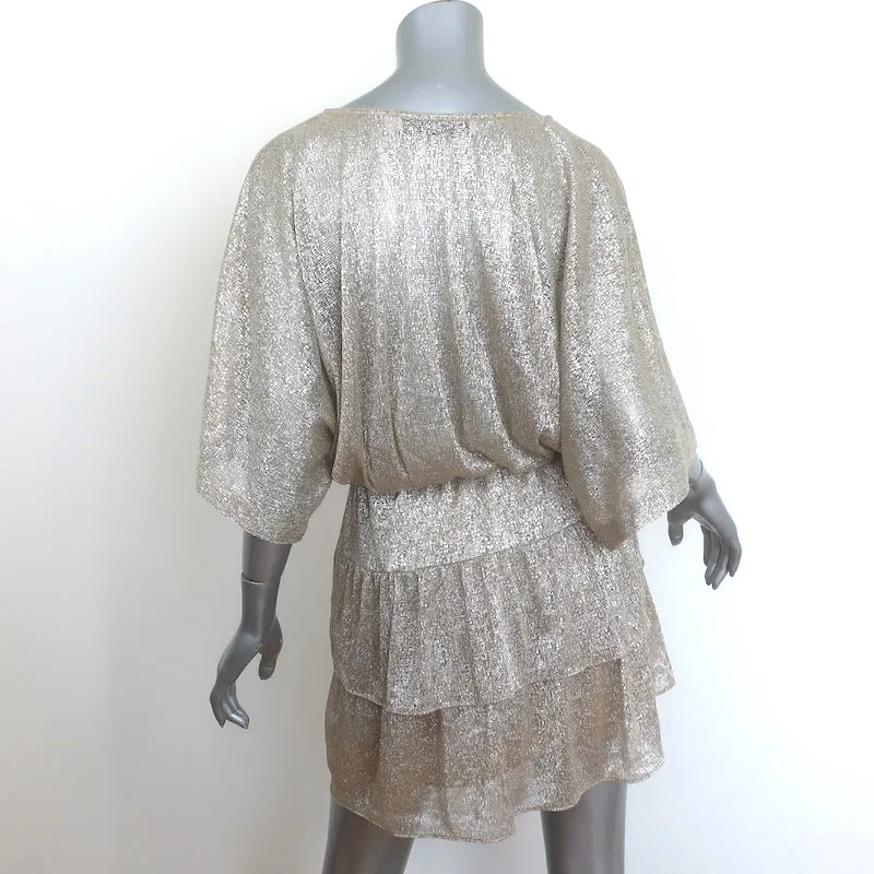 IRO Wide Blouson Mini Dress Gold Metallic Size 34