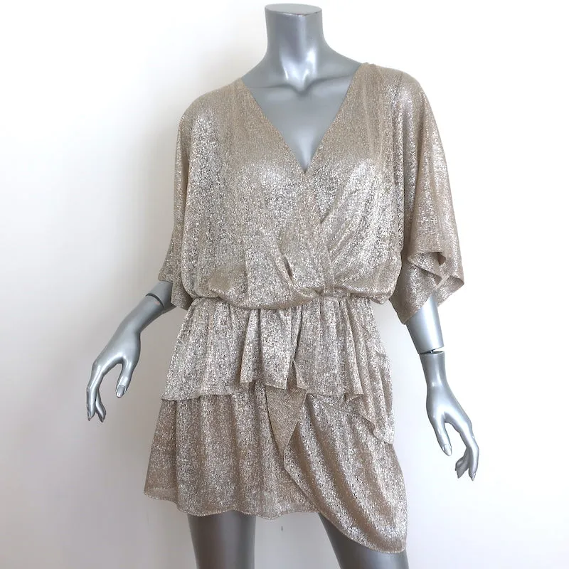 IRO Wide Blouson Mini Dress Gold Metallic Size 34