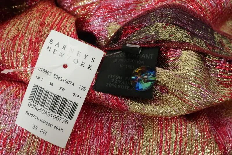 Isabel Marant Dress Wensley Metallic Pink Printed Lurex-Silk Mini Size 38 NEW