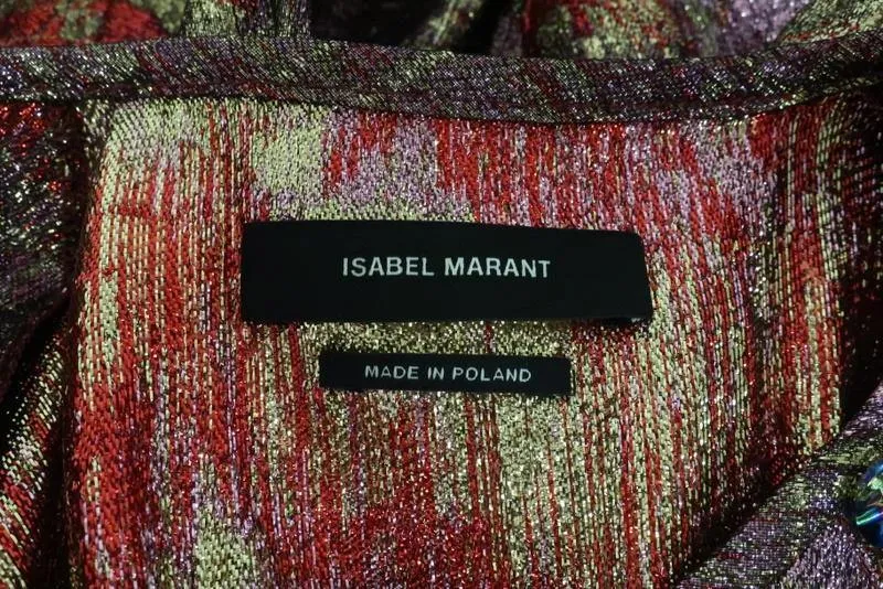 Isabel Marant Dress Wensley Metallic Pink Printed Lurex-Silk Mini Size 38 NEW