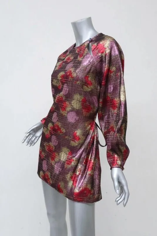 Isabel Marant Dress Wensley Metallic Pink Printed Lurex-Silk Mini Size 38 NEW