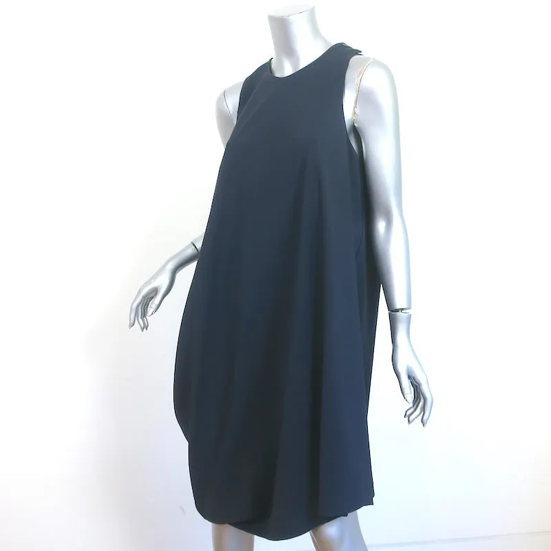 Issey Miyake Asymmetric Draped Dress Navy Crepe Size 2