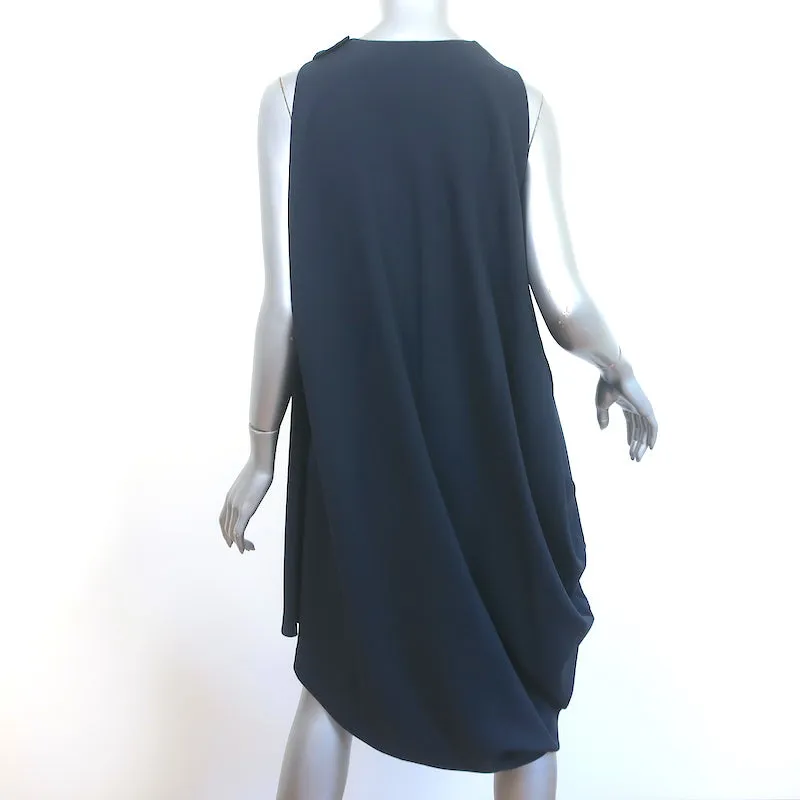 Issey Miyake Asymmetric Draped Dress Navy Crepe Size 2