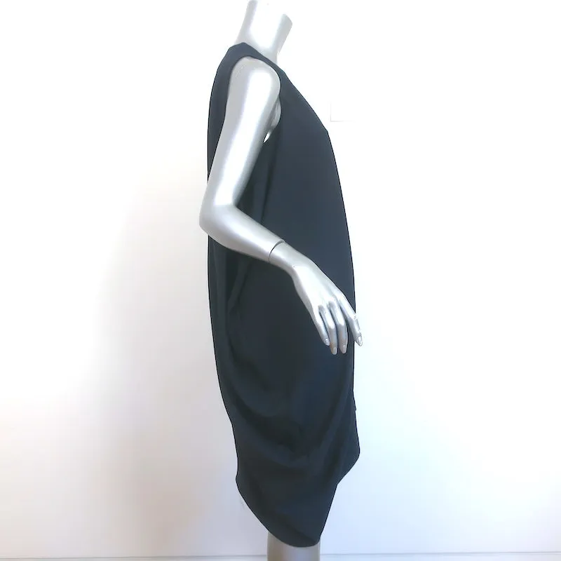 Issey Miyake Asymmetric Draped Dress Navy Crepe Size 2