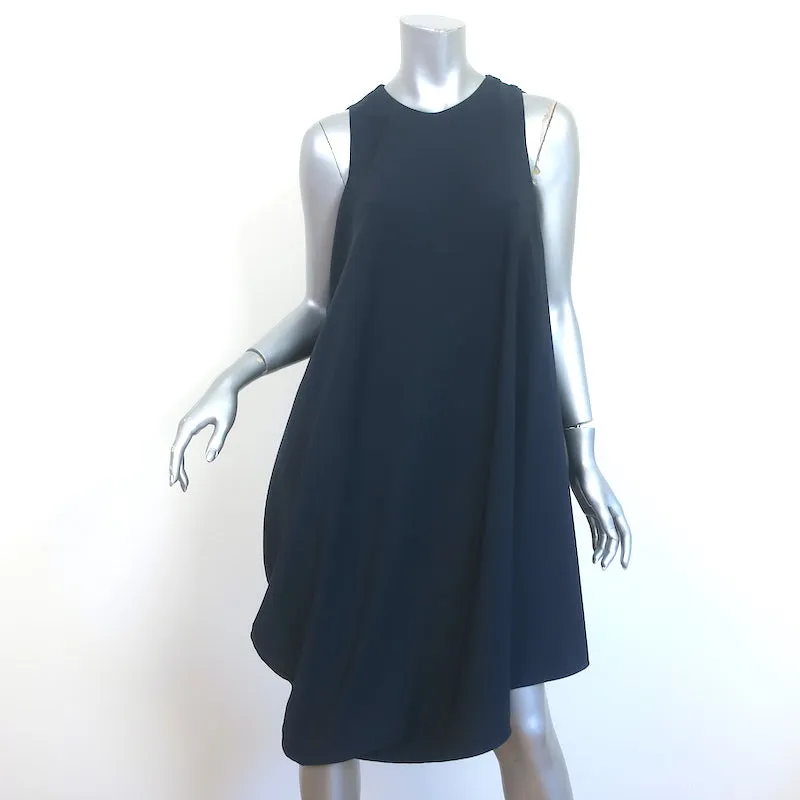 Issey Miyake Asymmetric Draped Dress Navy Crepe Size 2