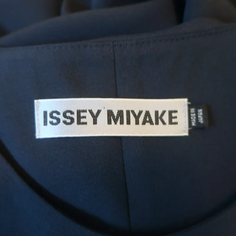Issey Miyake Asymmetric Draped Dress Navy Crepe Size 2