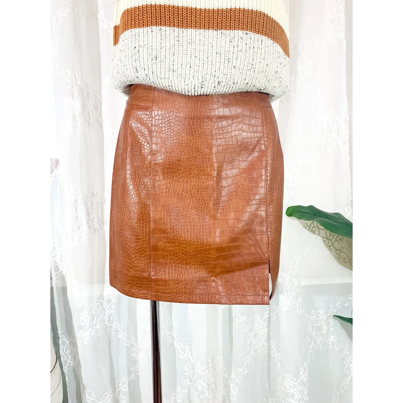 It's That Good Leather Mini Skirt - Camel