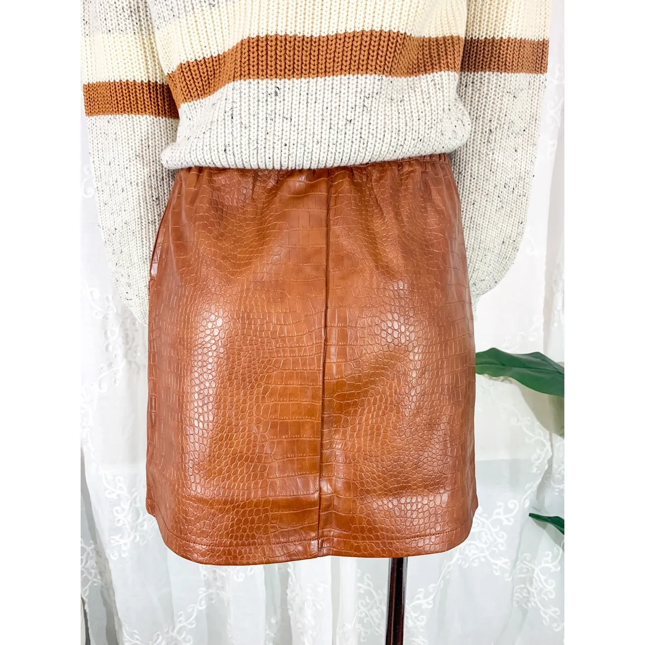 It's That Good Leather Mini Skirt - Camel