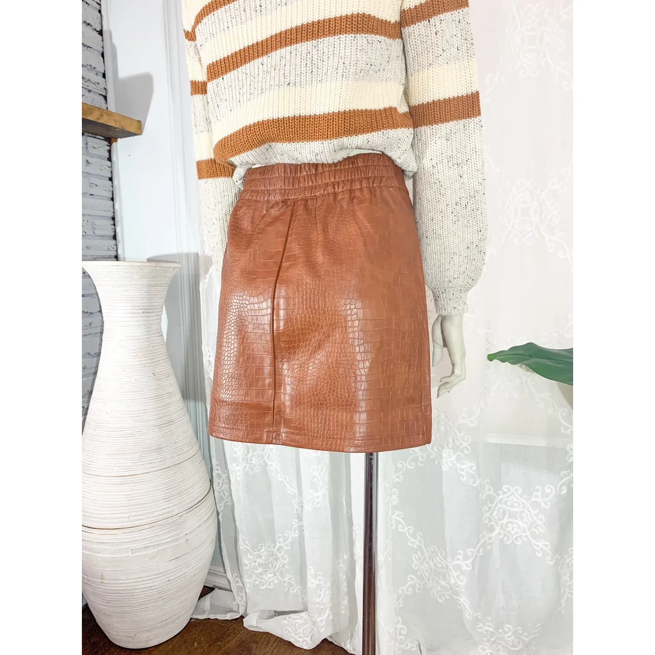 It's That Good Leather Mini Skirt - Camel