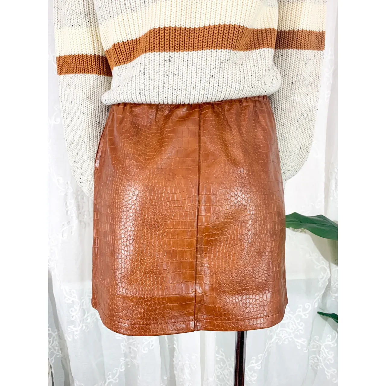 It's That Good Leather Mini Skirt - Camel