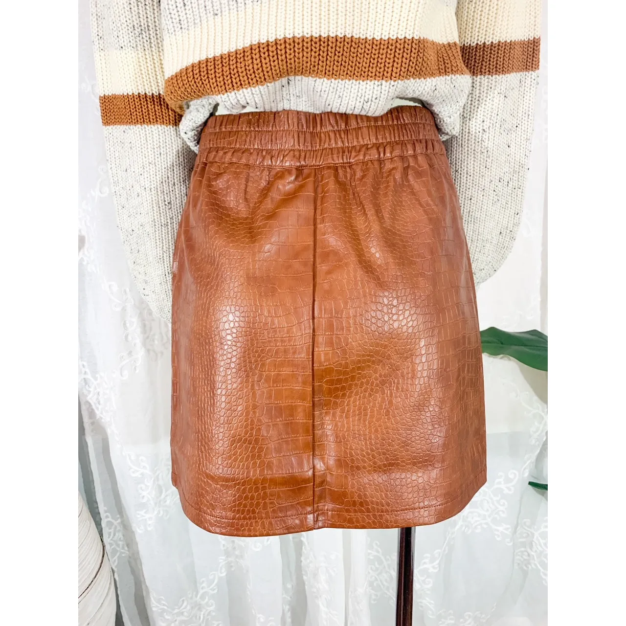 It's That Good Leather Mini Skirt - Camel