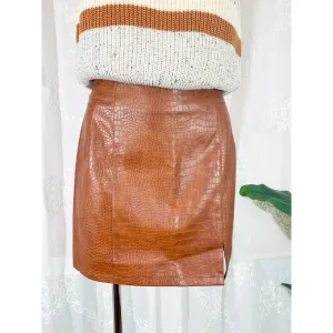 It's That Good Leather Mini Skirt - Camel