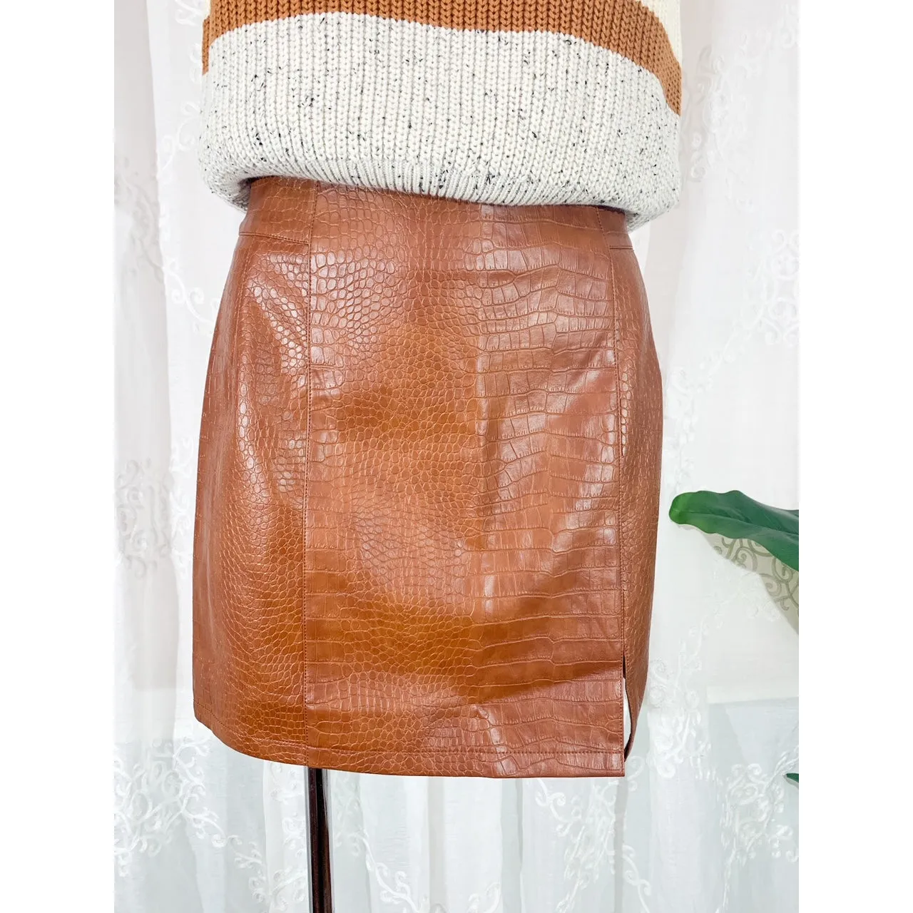 It's That Good Leather Mini Skirt - Camel