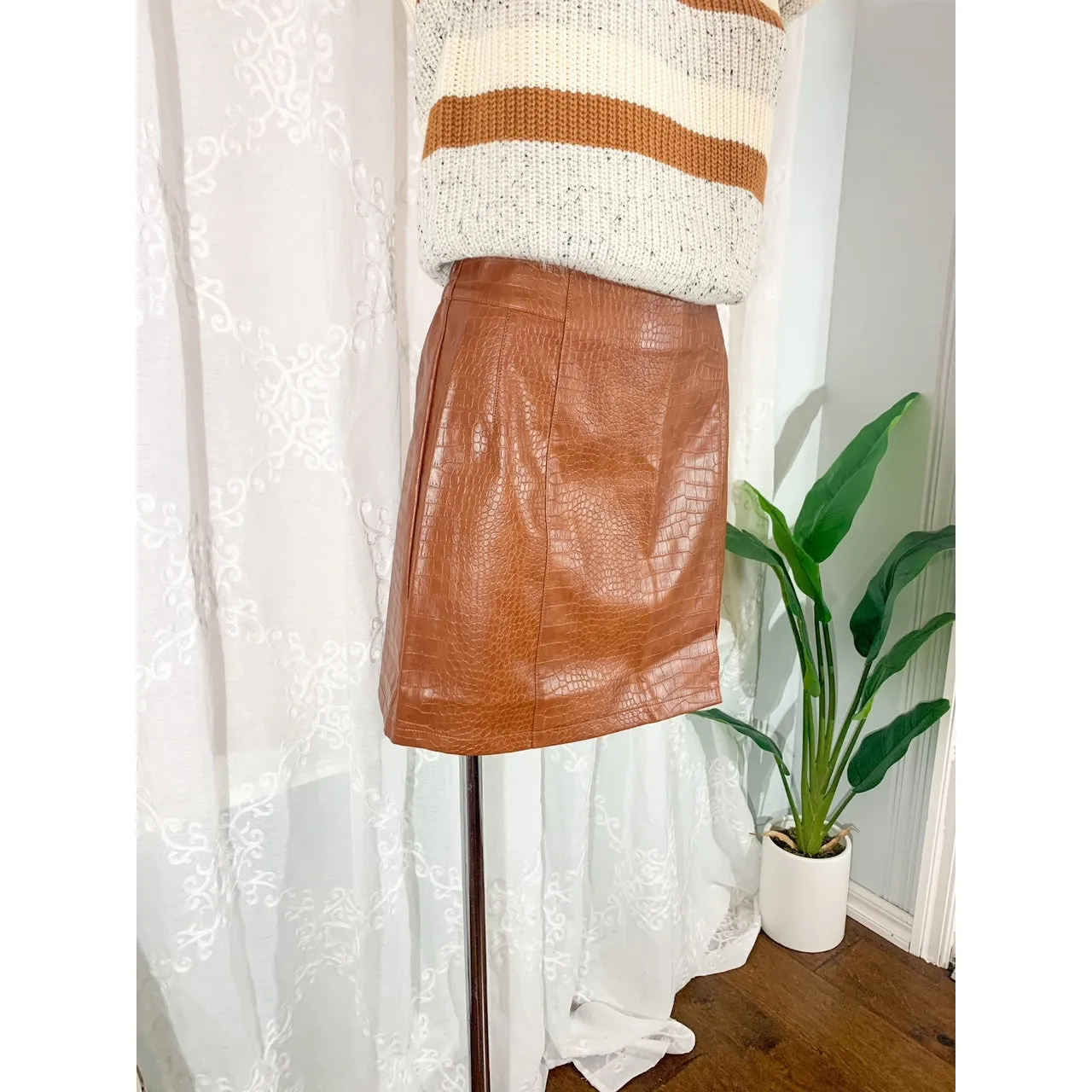 It's That Good Leather Mini Skirt - Camel