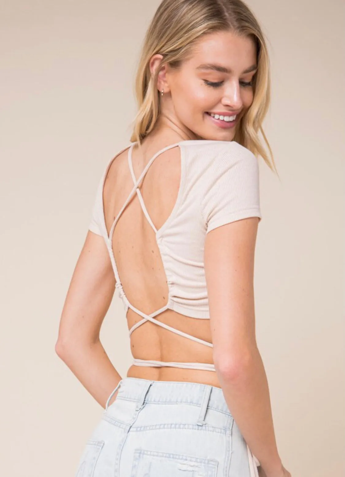 Ivory Coast Open Back Crop Top