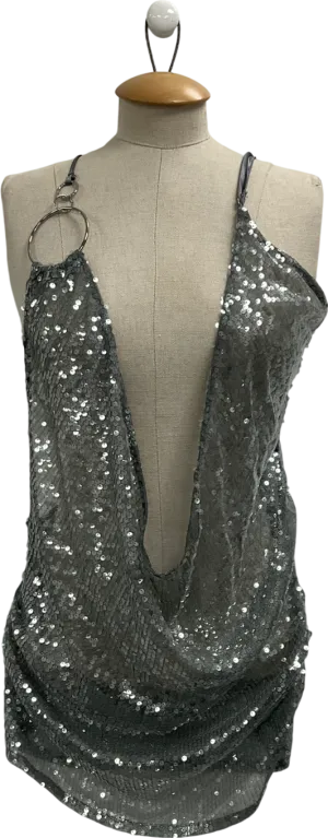 Jaded London Metallic Silver Vixen Mini Dress UK 10