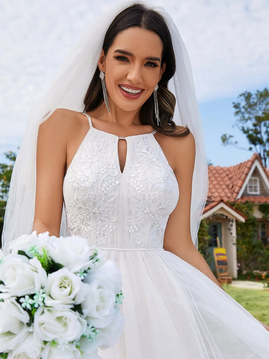 Jayden halter-neck sand/ivory wedding dress s12 Express NZ wide