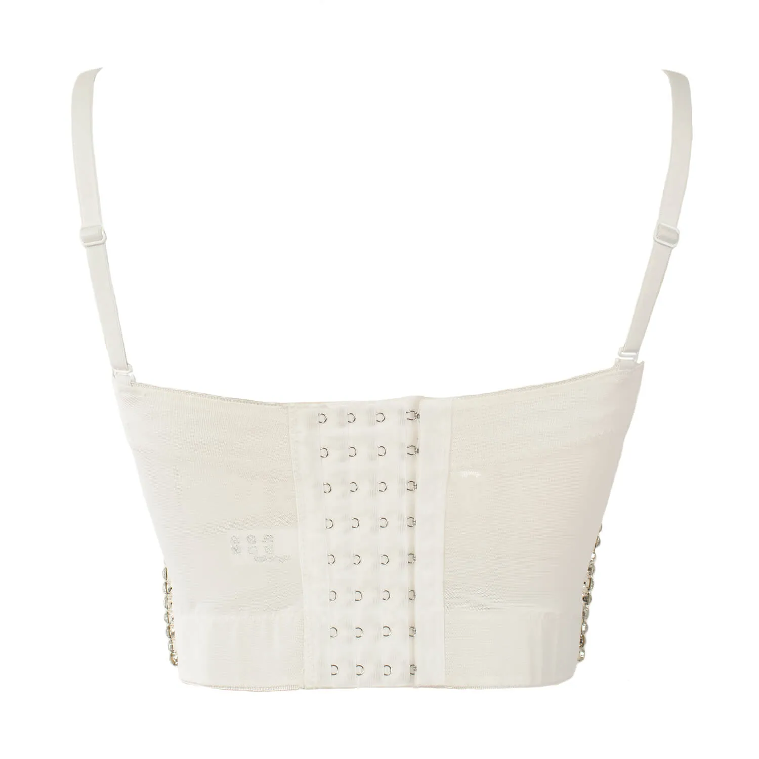 Jewel Diamond Chain Push Up Mesh Bustier Cropped Top