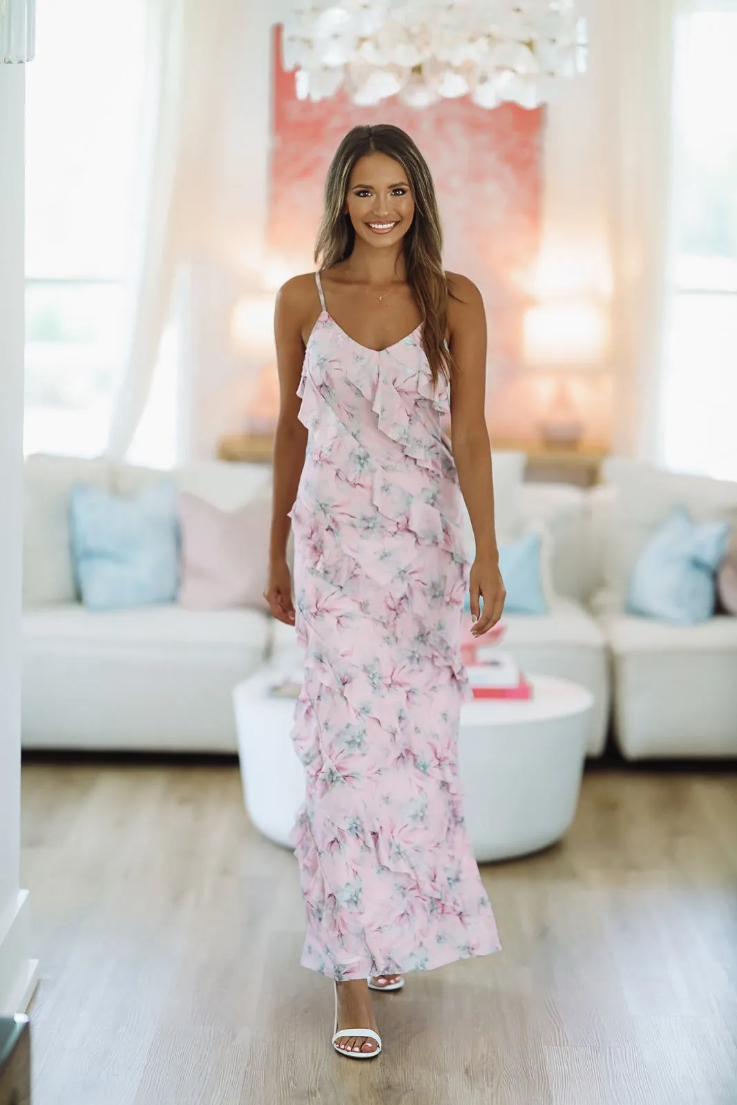 Keeping Up Floral Maxi Gown - Pink Lavender