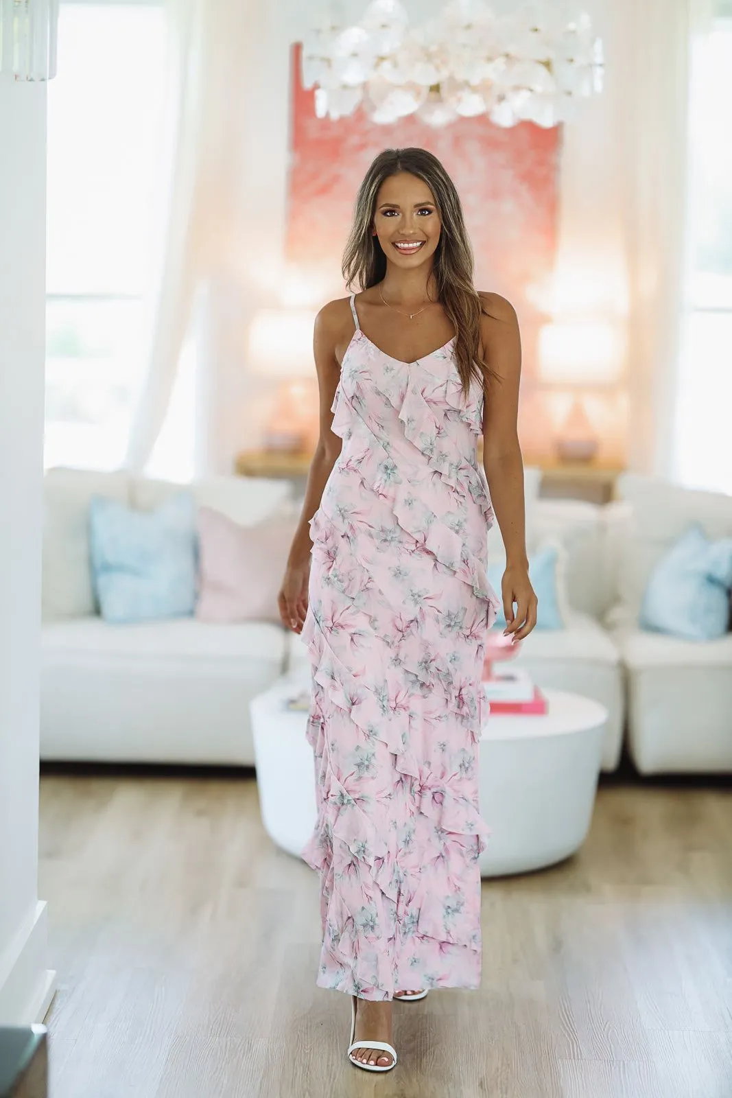 Keeping Up Floral Maxi Gown - Pink Lavender