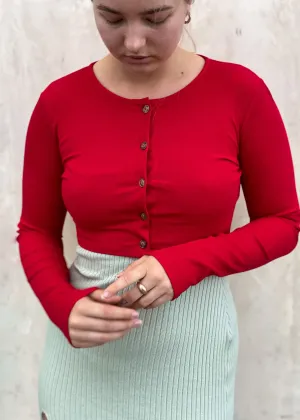 Kendall Ribbed Crop Top - Red