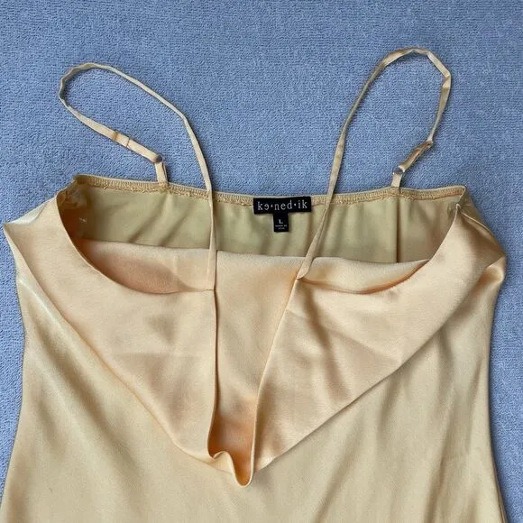 Ke.ned.ik Sleeveless Midi Slip Dress Women’s Size Large Sherbet Orange Draped