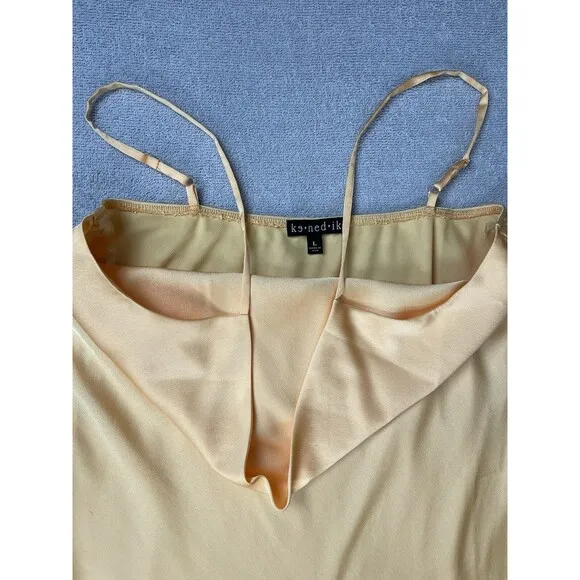Ke.ned.ik Sleeveless Midi Slip Dress Women’s Size Large Sherbet Orange Draped