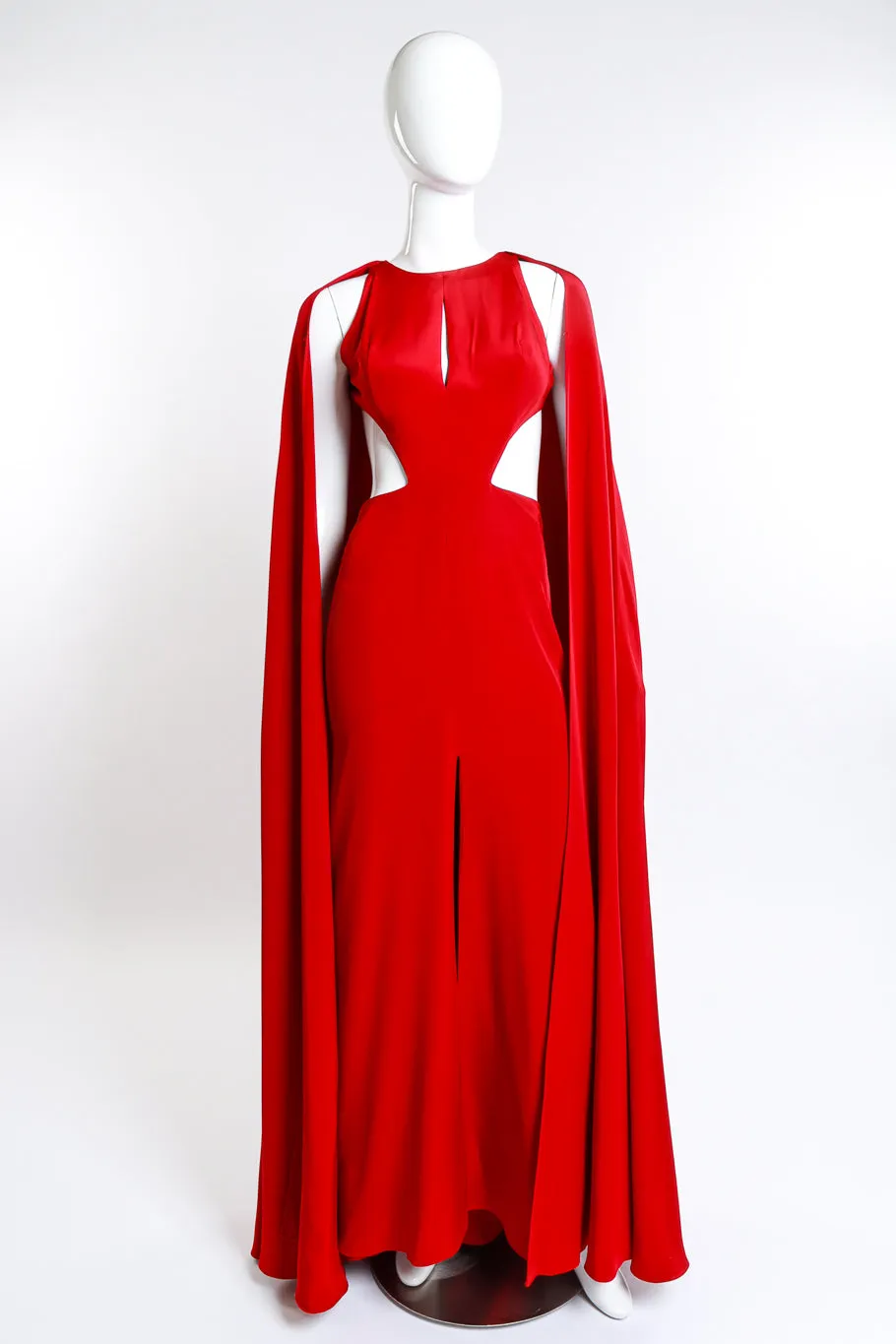 Keyhole Cutout Caped Gown