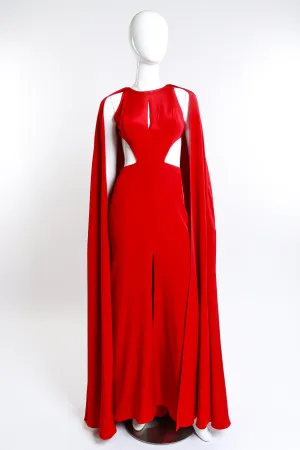 Keyhole Cutout Caped Gown