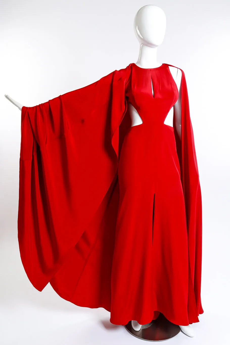 Keyhole Cutout Caped Gown