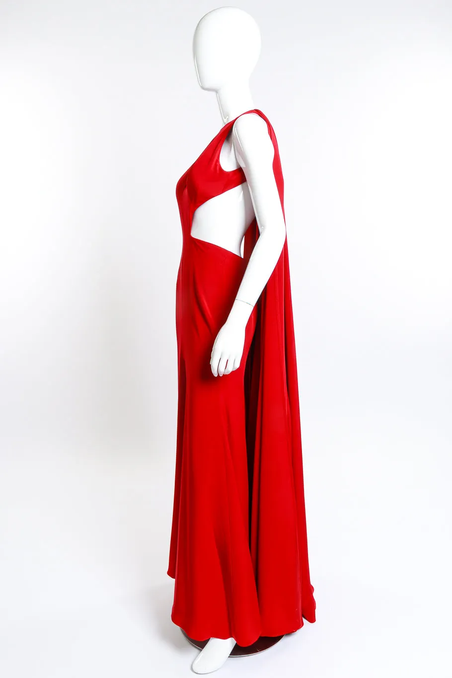 Keyhole Cutout Caped Gown