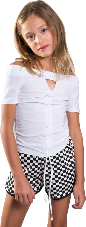 Kids Pull-String off the Shoulder Top
