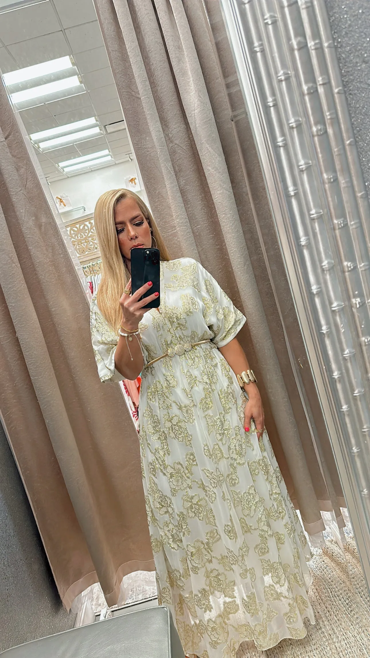 Kimono white-gold metallic dress
