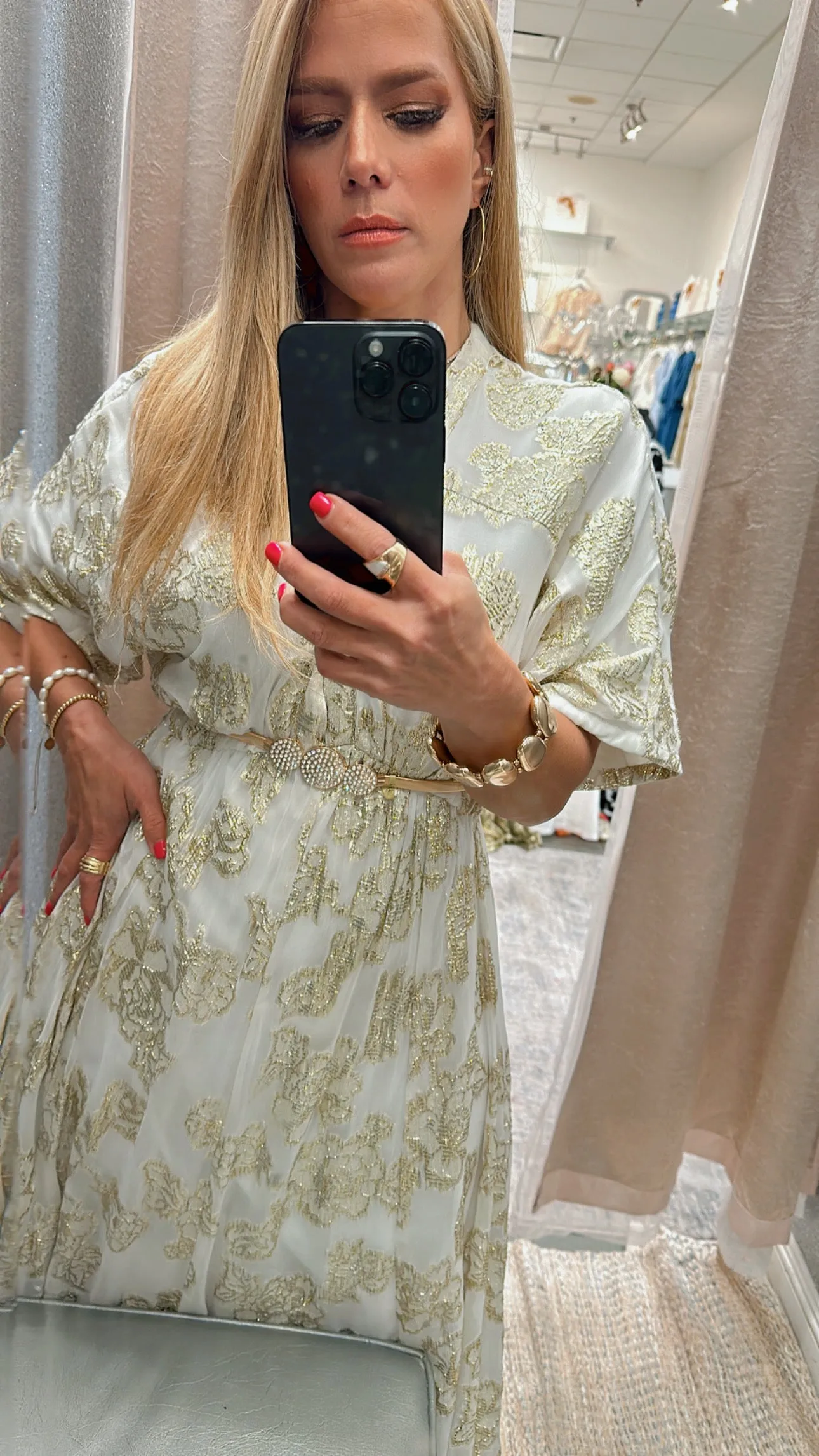 Kimono white-gold metallic dress