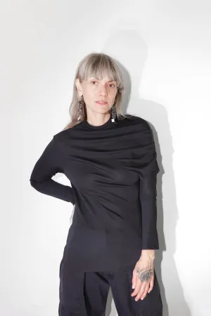 Klein Draped Top in Black Slinky Jersey