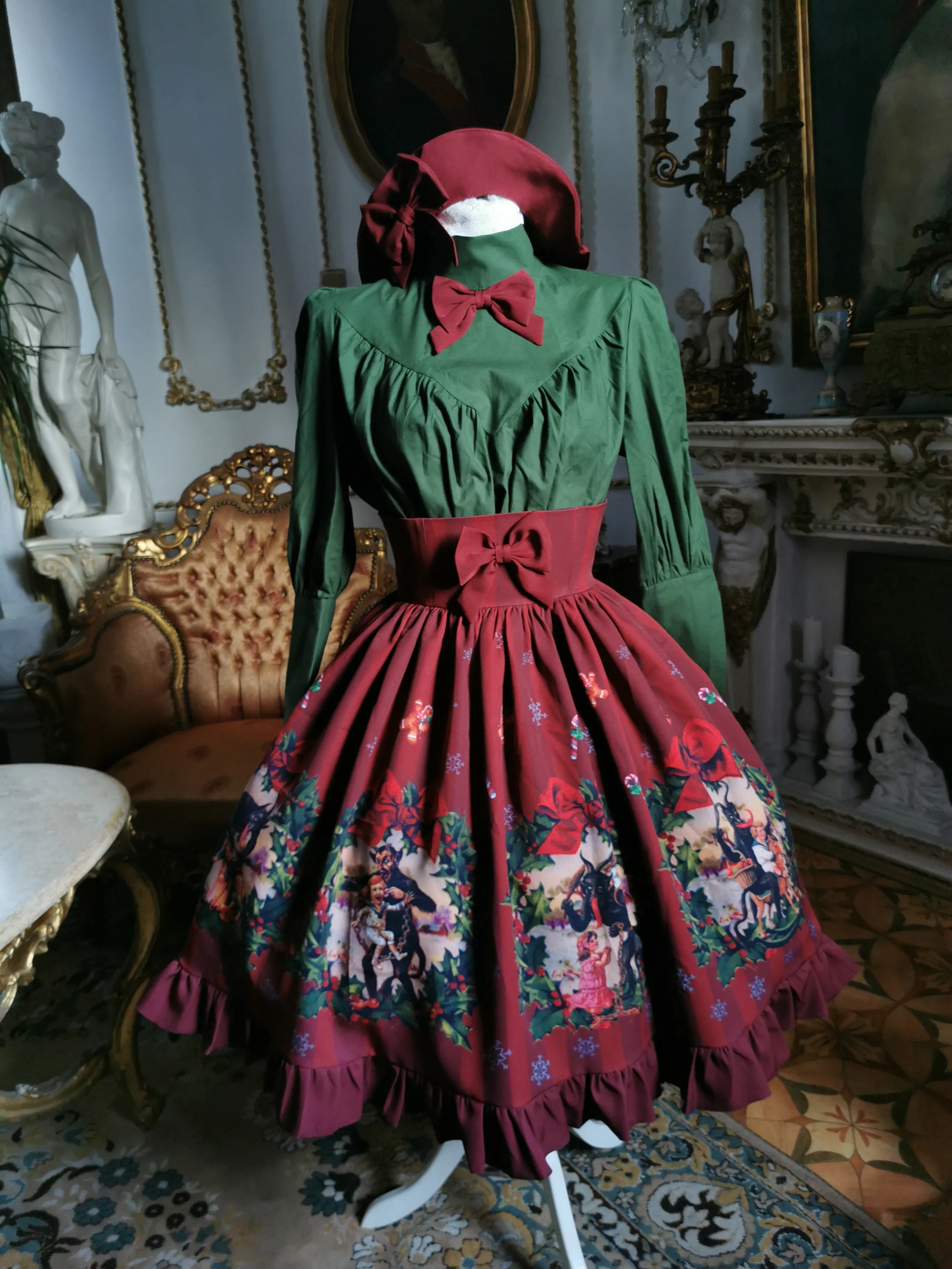 Krampus Skirt burgund - High waisted