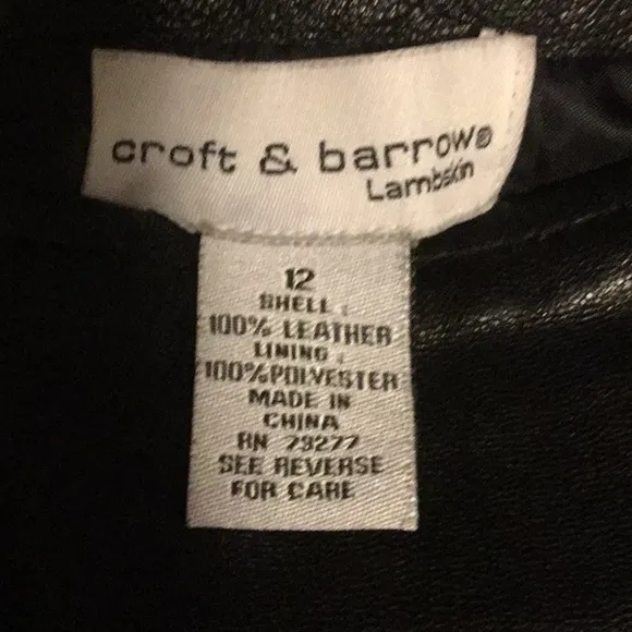 LAMBSKIN CROFT &amp; BARROWS BLACK SKIRT SZ 12.