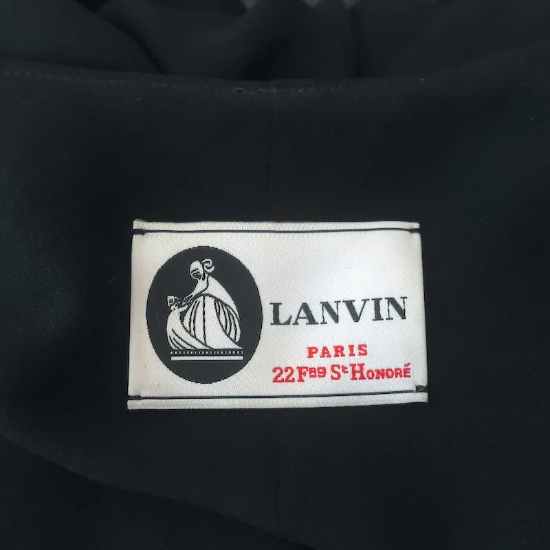 Lanvin Cowl Neck Sleeveless Dress Black Draped Crepe Size 42