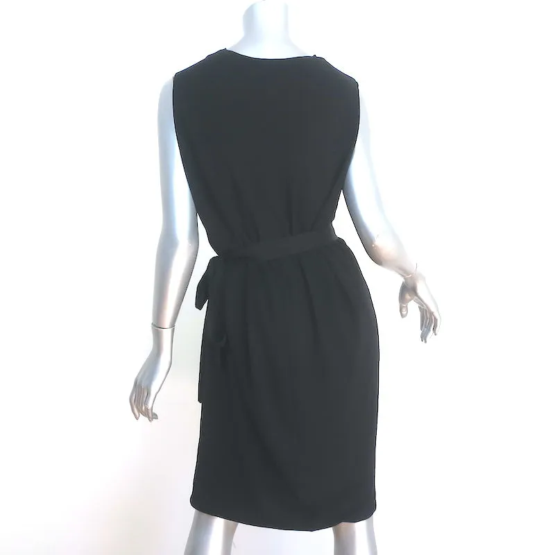 Lanvin Cowl Neck Sleeveless Dress Black Draped Crepe Size 42
