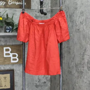 LC Lauren Conrad Womens Off the Shoulder Woven Blouse Shirt Top Red S