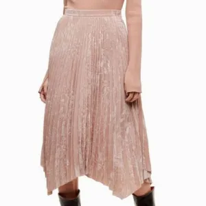 Le Fou Wilfred Blush Santel Velvet High Waist Handkerchief Hem Midi Skirt 2