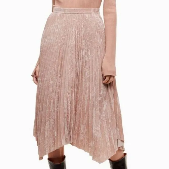 Le Fou Wilfred Blush Santel Velvet High Waist Handkerchief Hem Midi Skirt 2